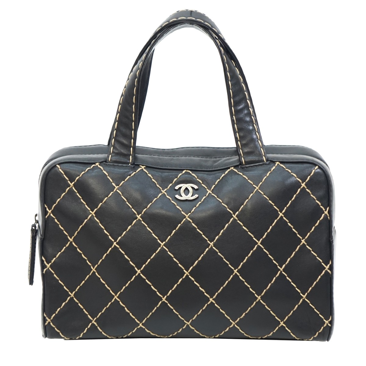 Chanel Black Calf Leather Bowling Bag