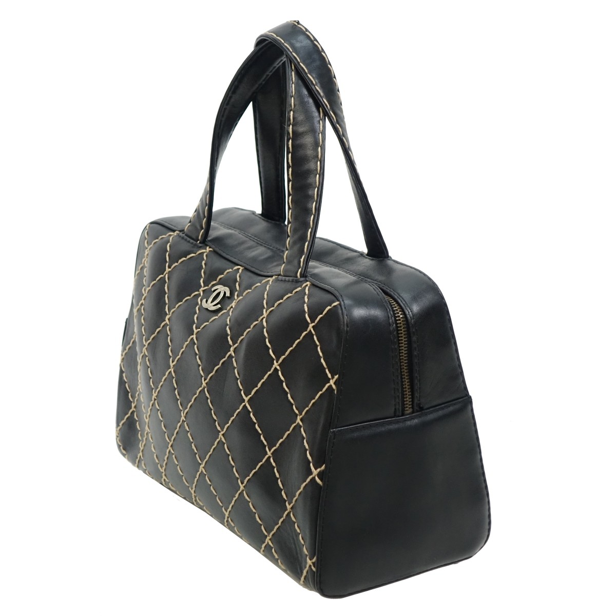Chanel Black Calf Leather Bowling Bag