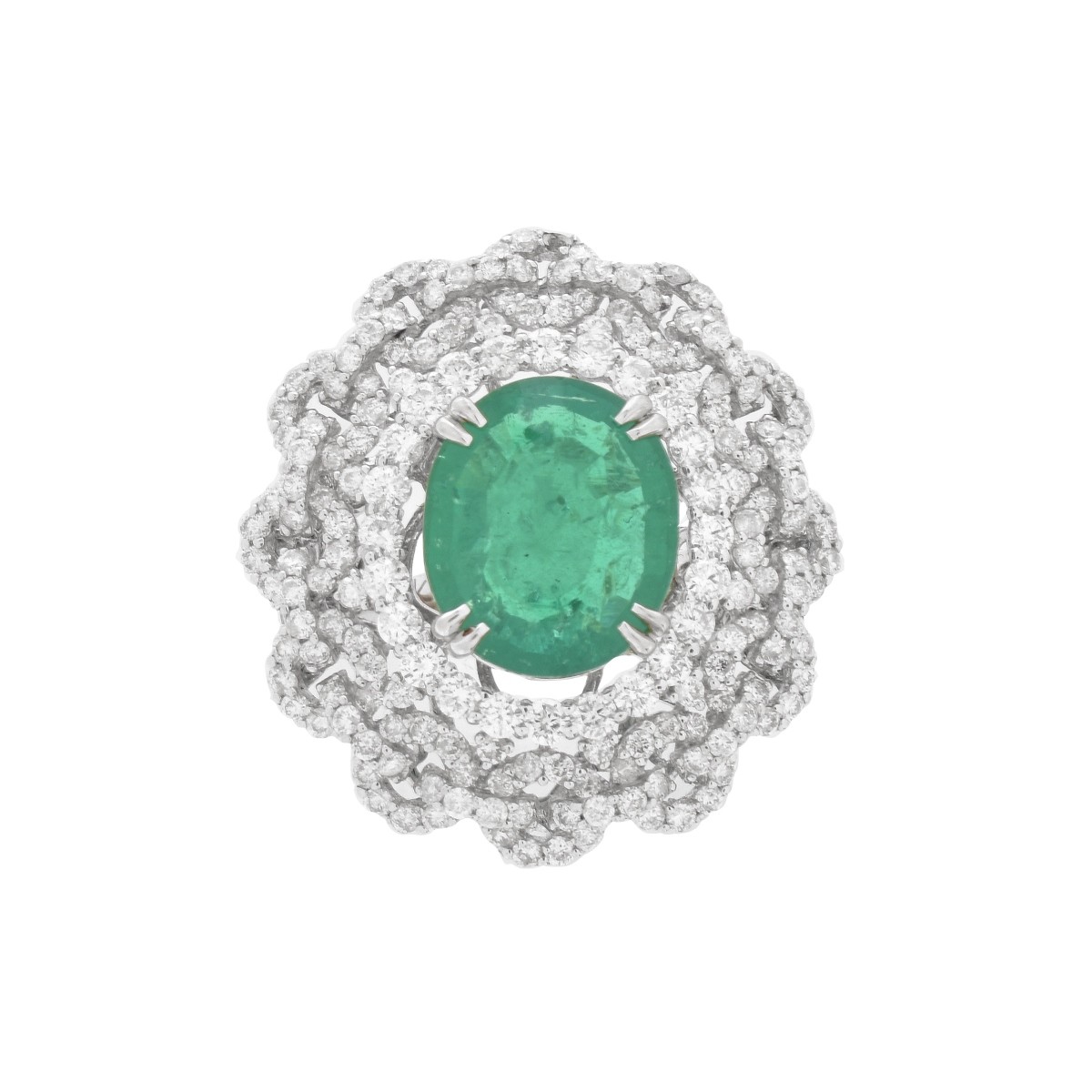 Emerald, Diamond and 18K Ring