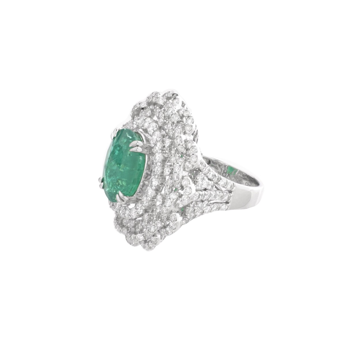 Emerald, Diamond and 18K Ring