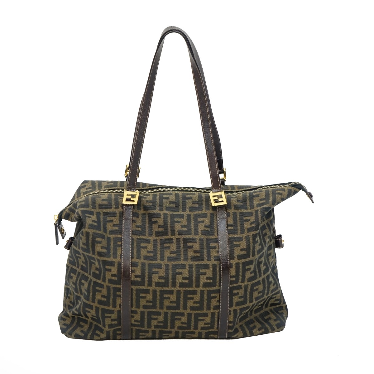 Fendi Zucca Zip Tote Shoulder Bag