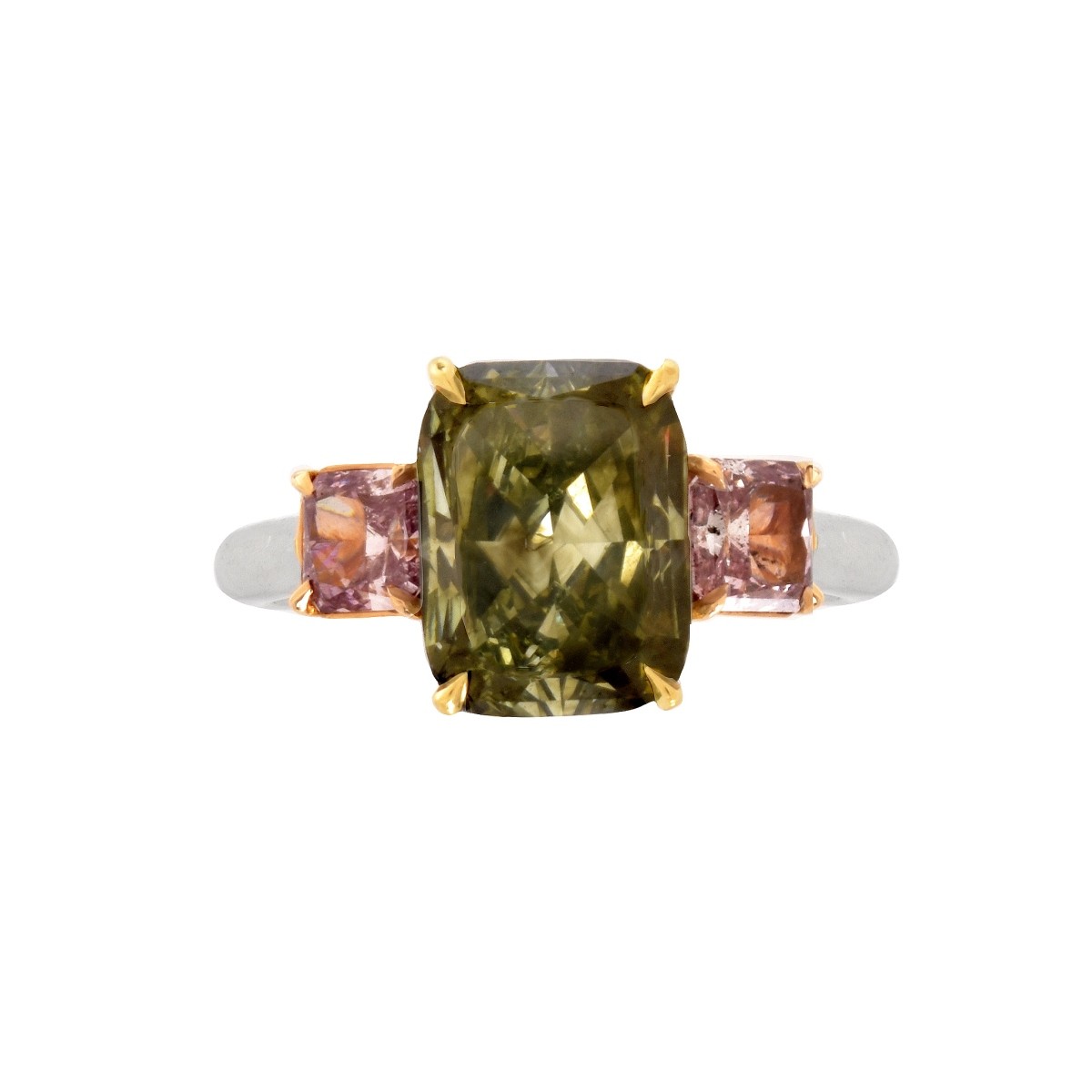 Natural Green Diamond and 18K Ring