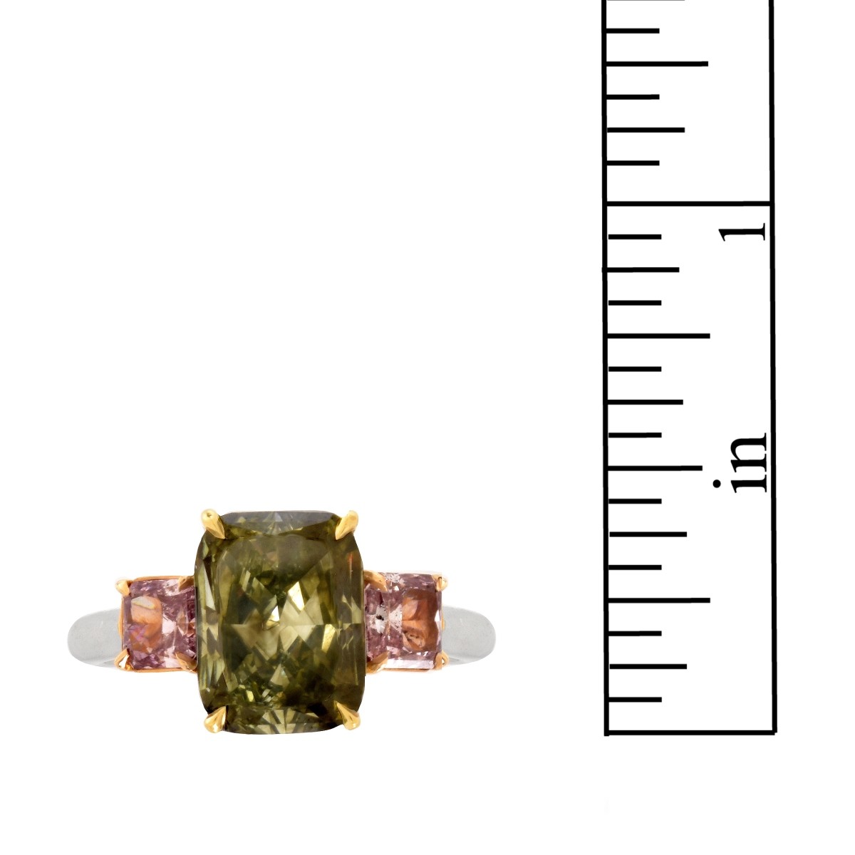 Natural Green Diamond and 18K Ring
