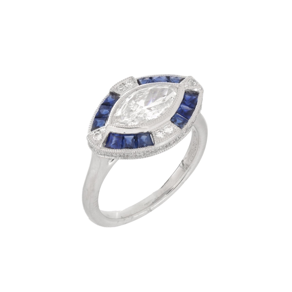 Diamond, Sapphire and Platinum Ring