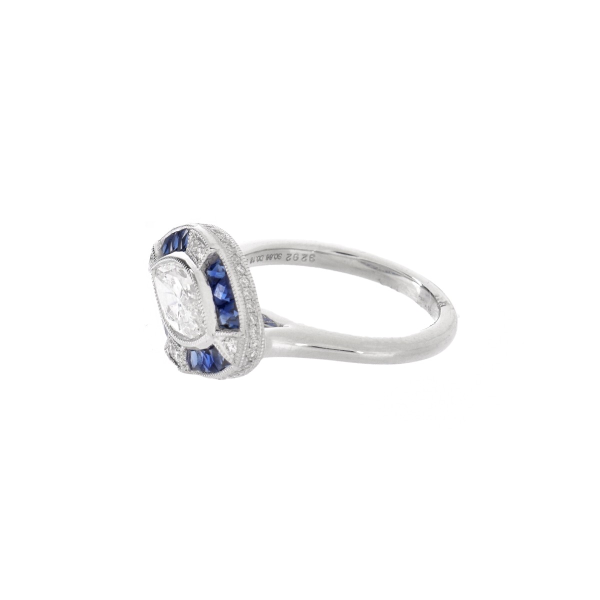 Diamond, Sapphire and Platinum Ring