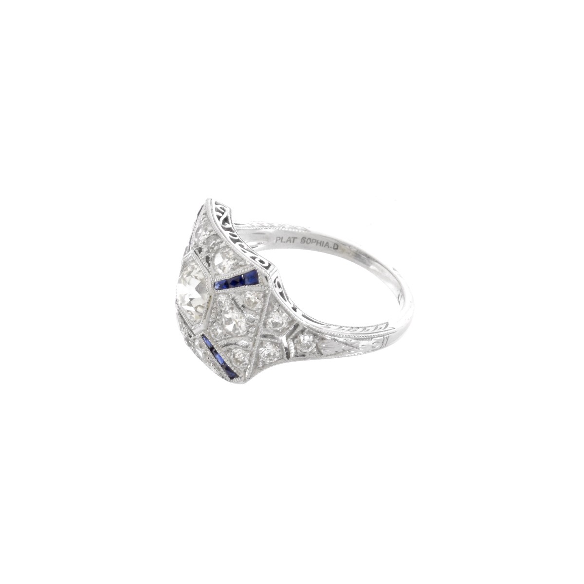 Diamond, Sapphire and Platinum Ring