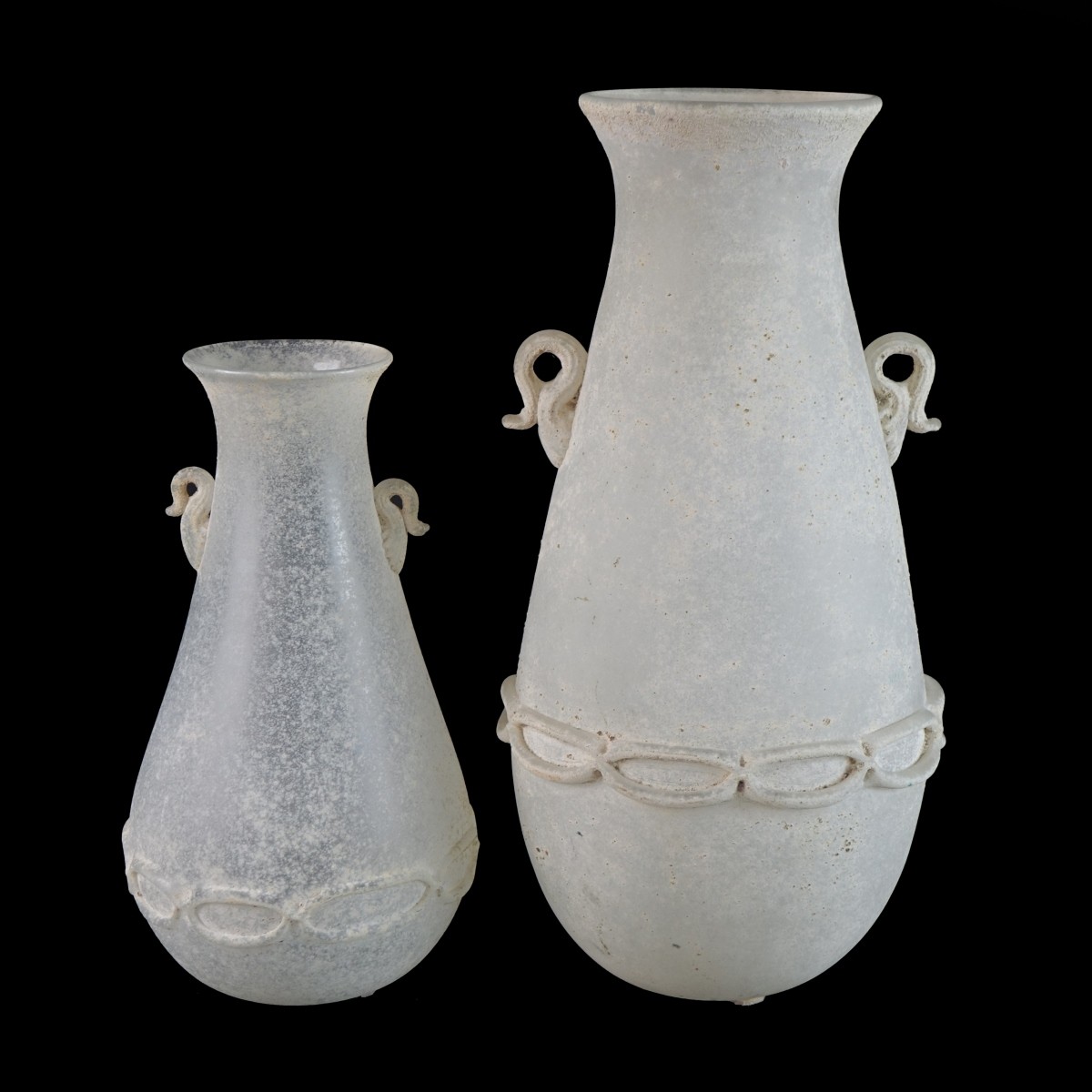 Two (2) Murano Scavo Glass Vases