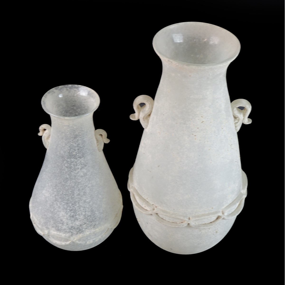 Two (2) Murano Scavo Glass Vases