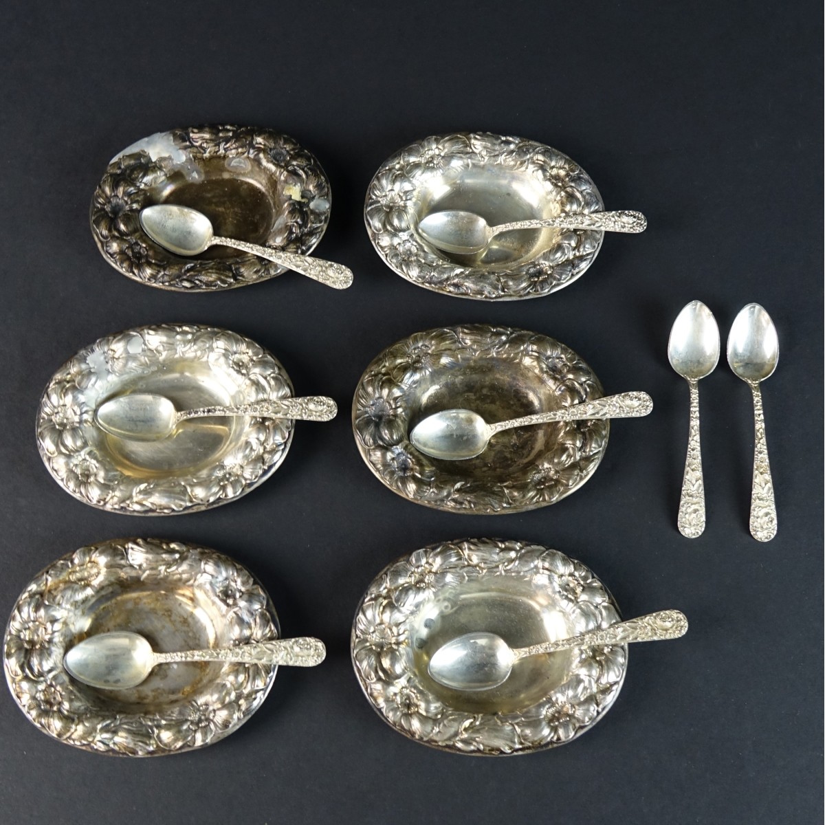 Sterling Nut Dishes and Demitasse Spoons