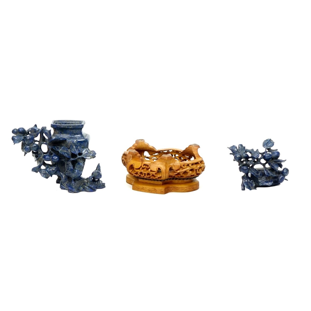 Chinese Carved Lapis Lazuli Covered Censor