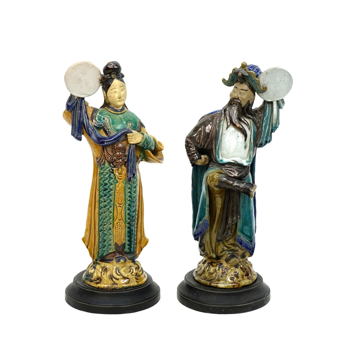 Pair of Large Chinese Mudmen Figures