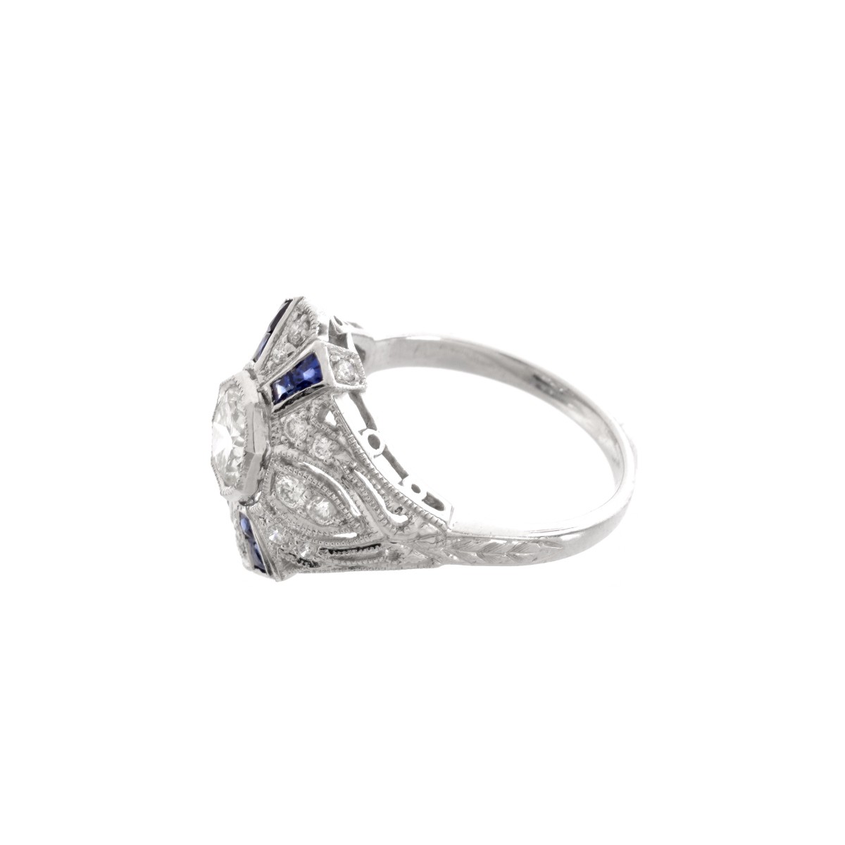 Diamond, Sapphire and Platinum Ring