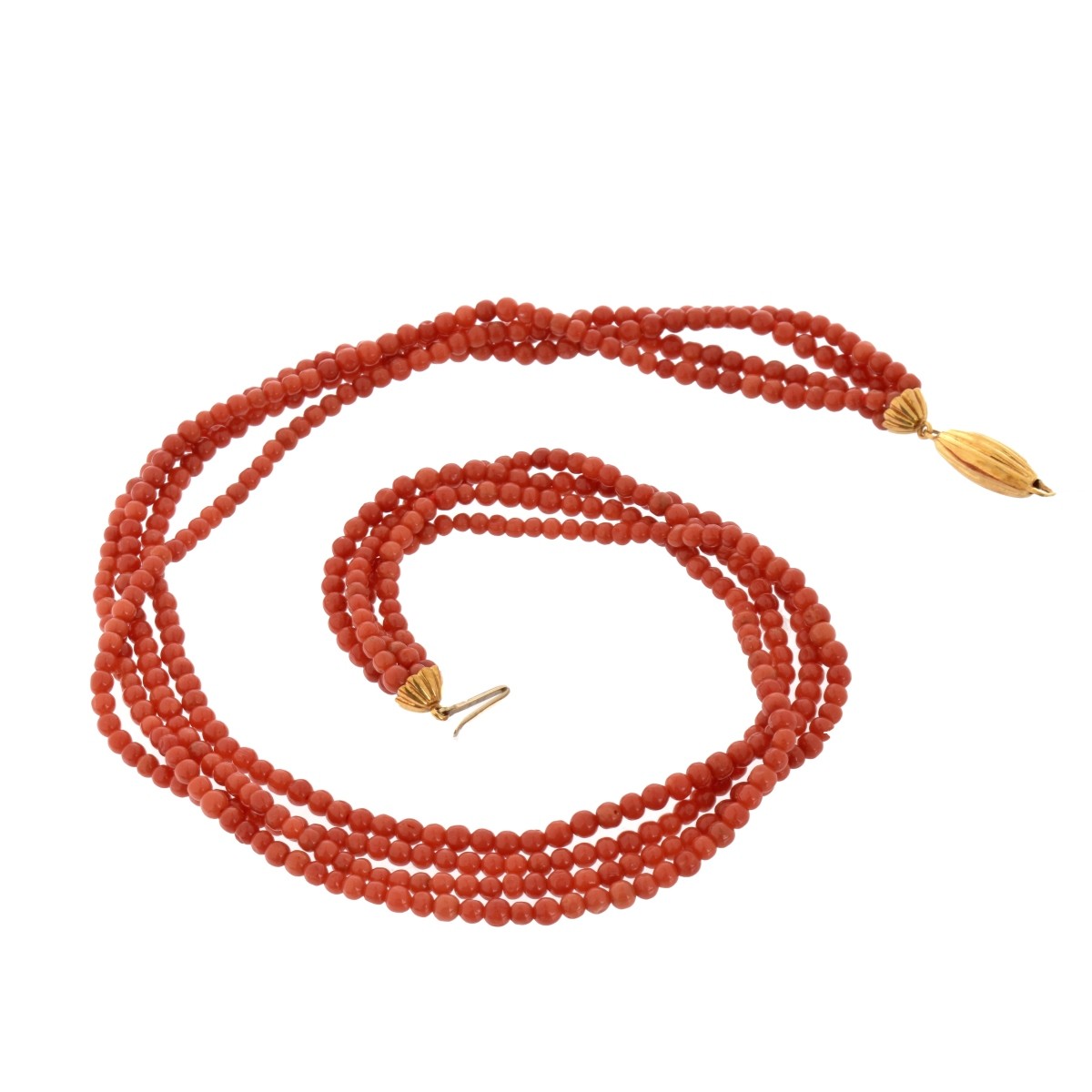 Coral Bead and 18K Necklace