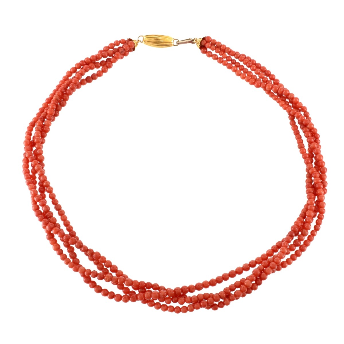 Coral Bead and 18K Necklace