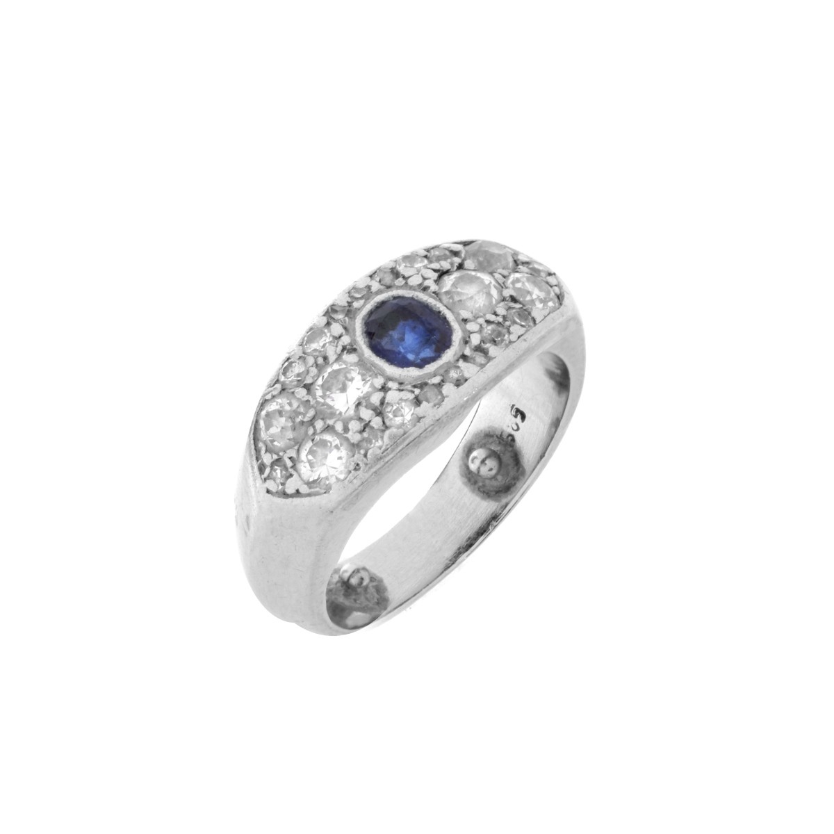 Art Deco Sapphire, Diamond and Platinum Ring