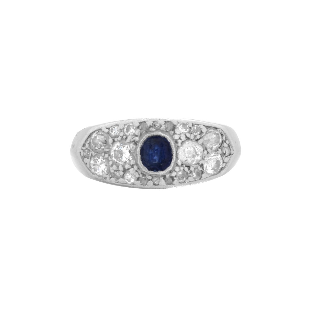 Art Deco Sapphire, Diamond and Platinum Ring