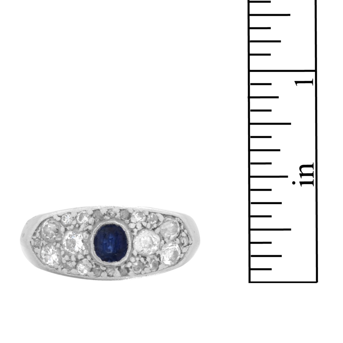 Art Deco Sapphire, Diamond and Platinum Ring