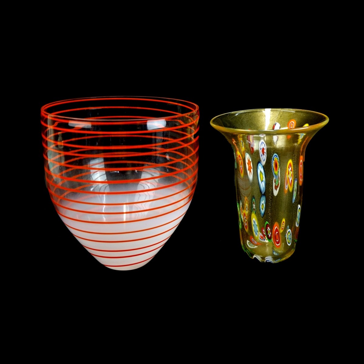 Two (2) Murano Art Glass Vases