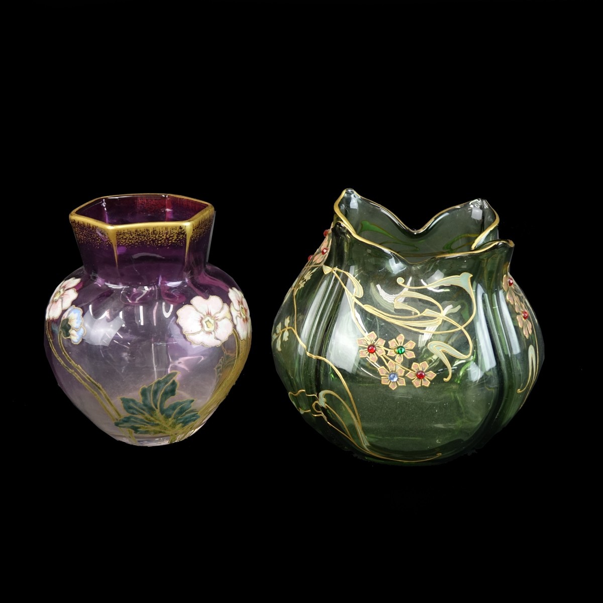 (2) Mount Joy Art Glass Vases