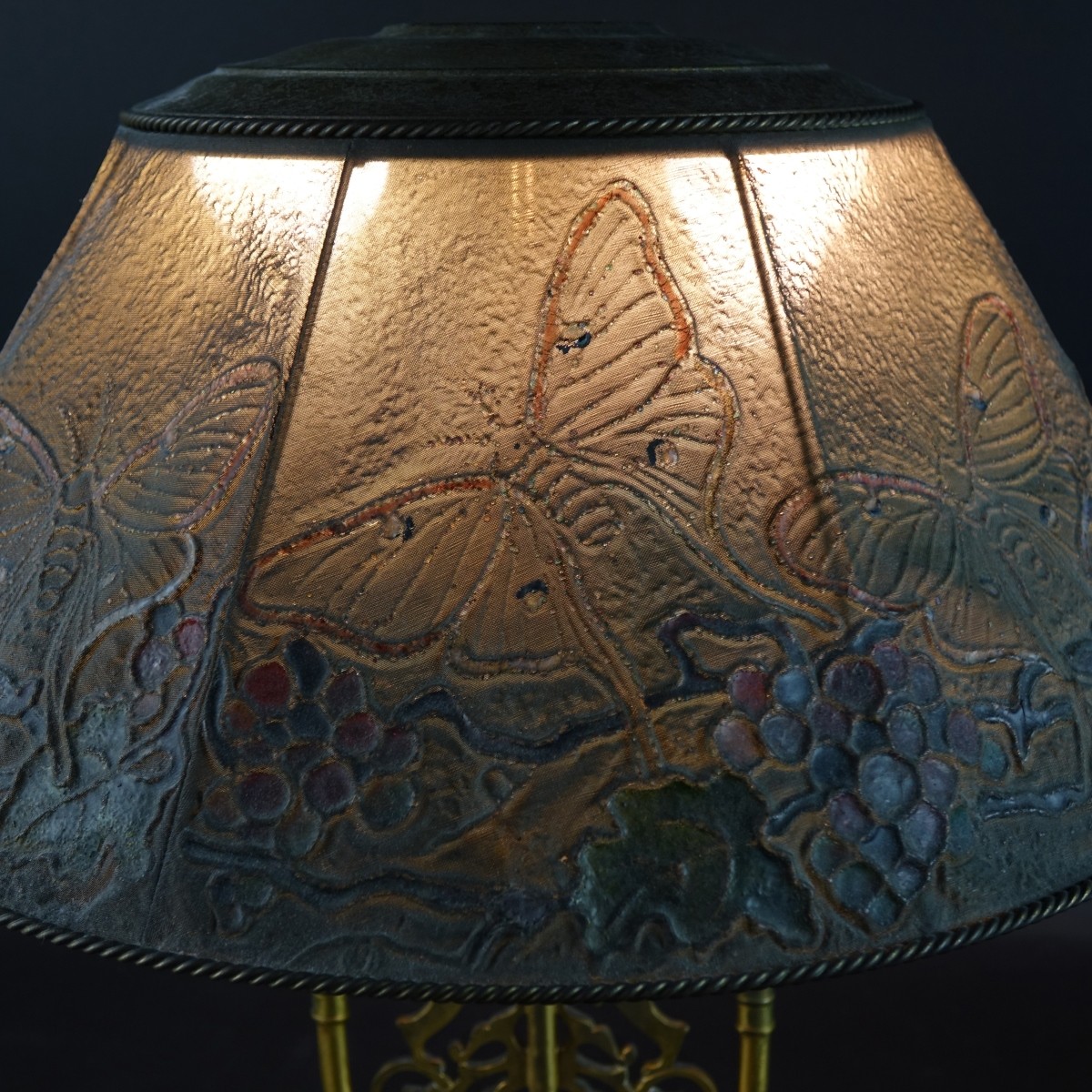 Louis C. Tiffany Lamp w/ Wire Mesh Shade