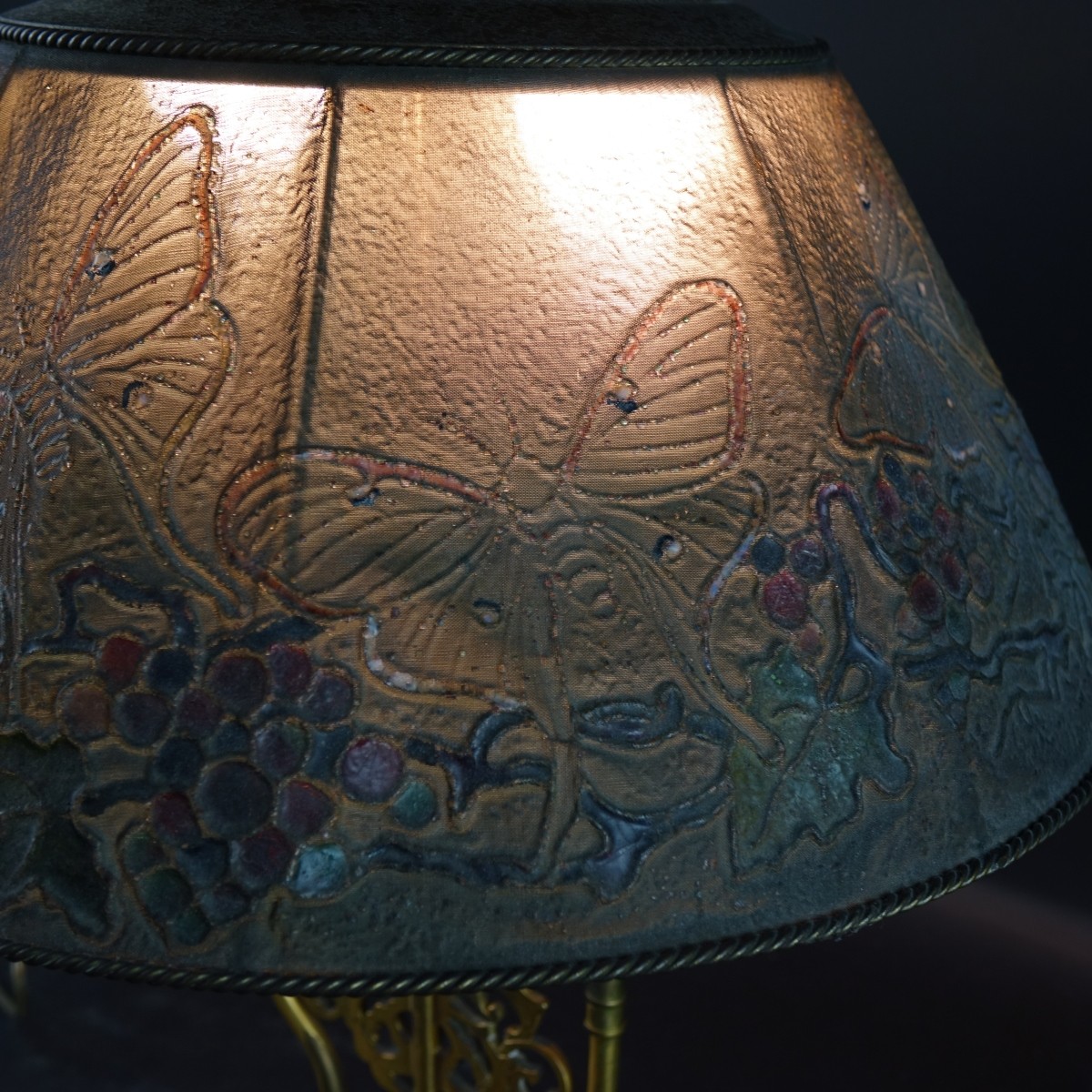 Louis C. Tiffany Lamp w/ Wire Mesh Shade