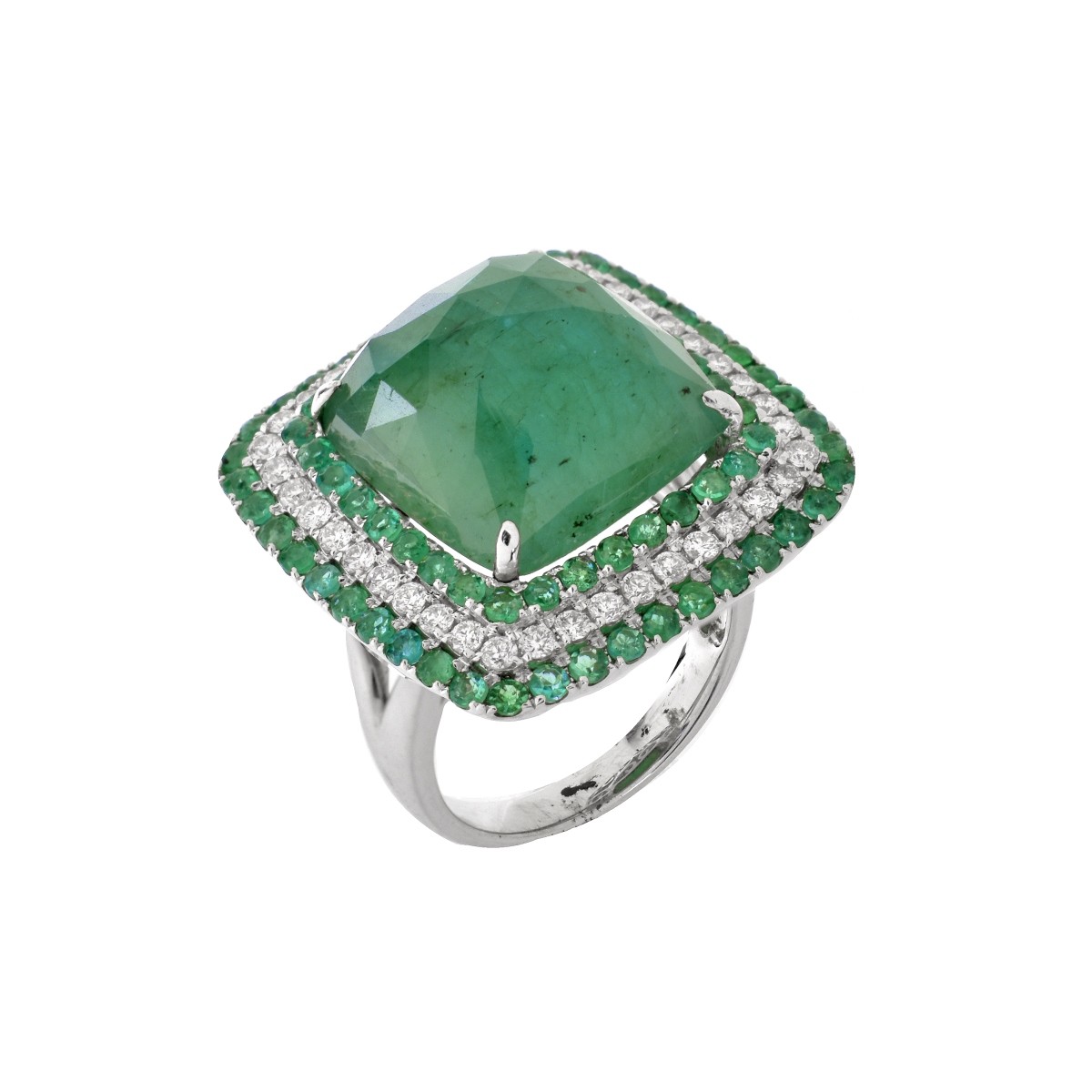 Emerald, Diamond and 18K Ring