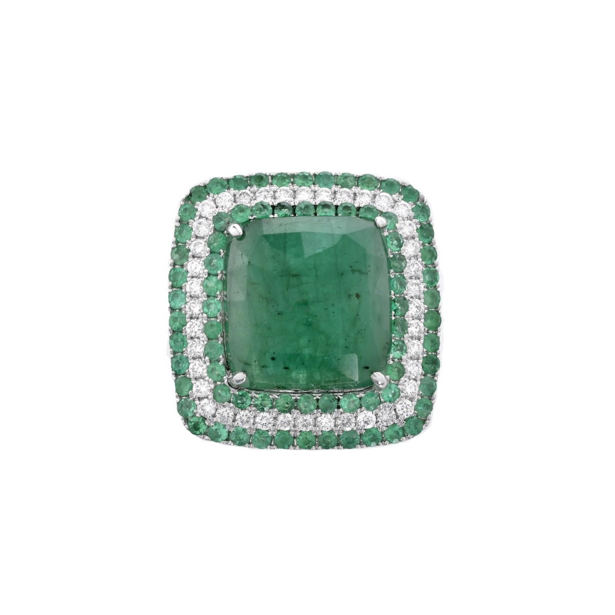 Emerald, Diamond and 18K Ring