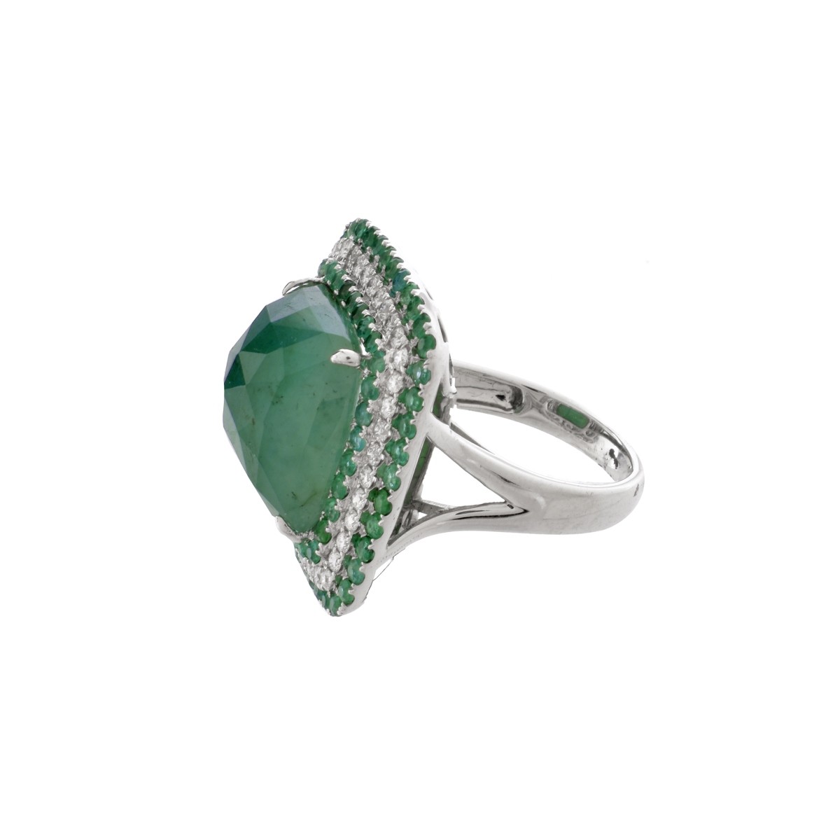 Emerald, Diamond and 18K Ring