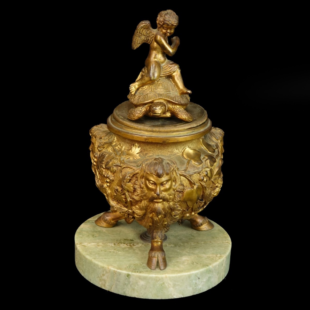 Gilt Bronze and Marble Inkwell