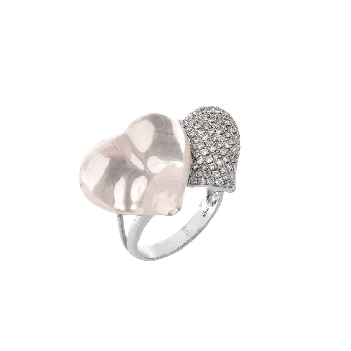 Diamond, Quartz and 18K Ring