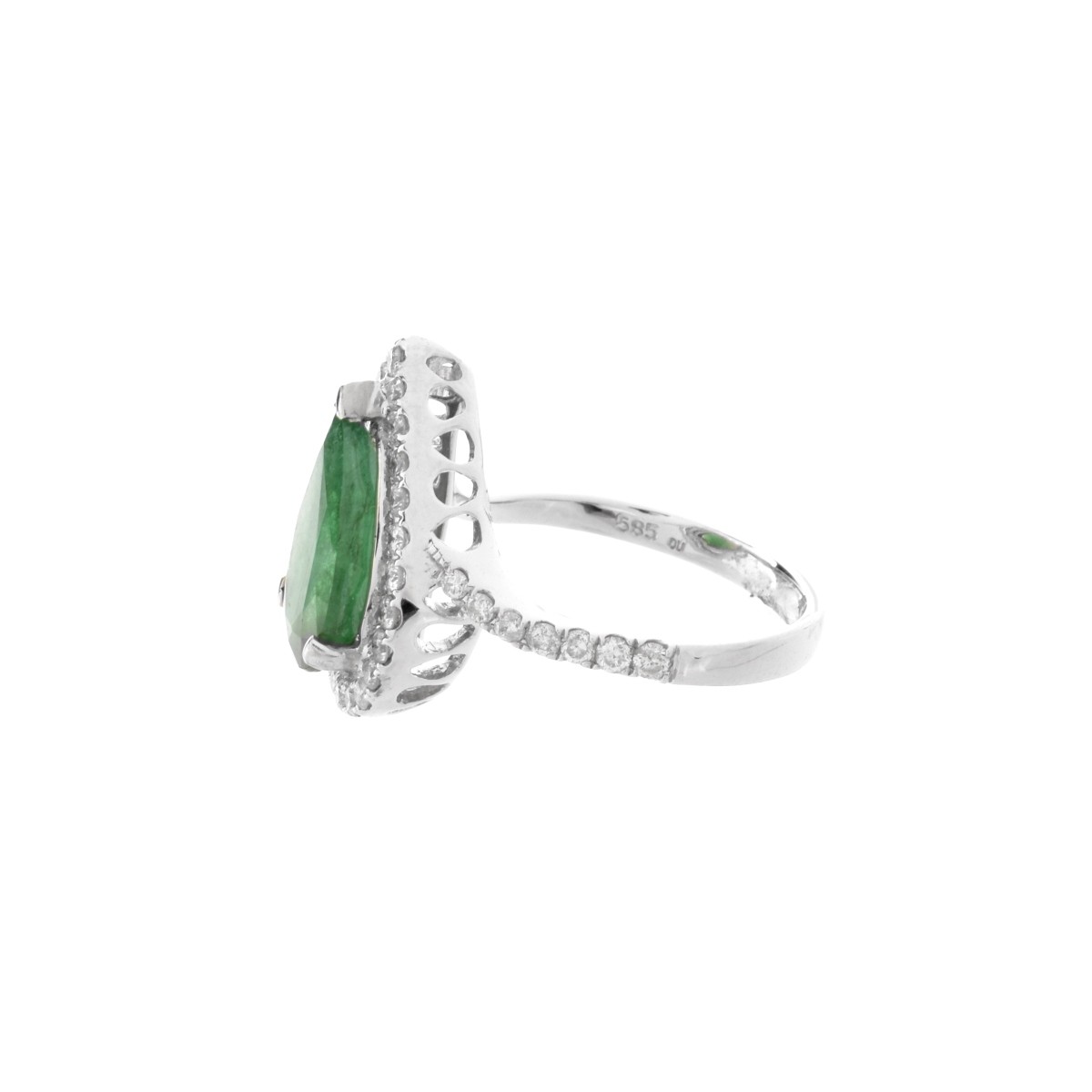 Emerald, Diamond and 14K Ring