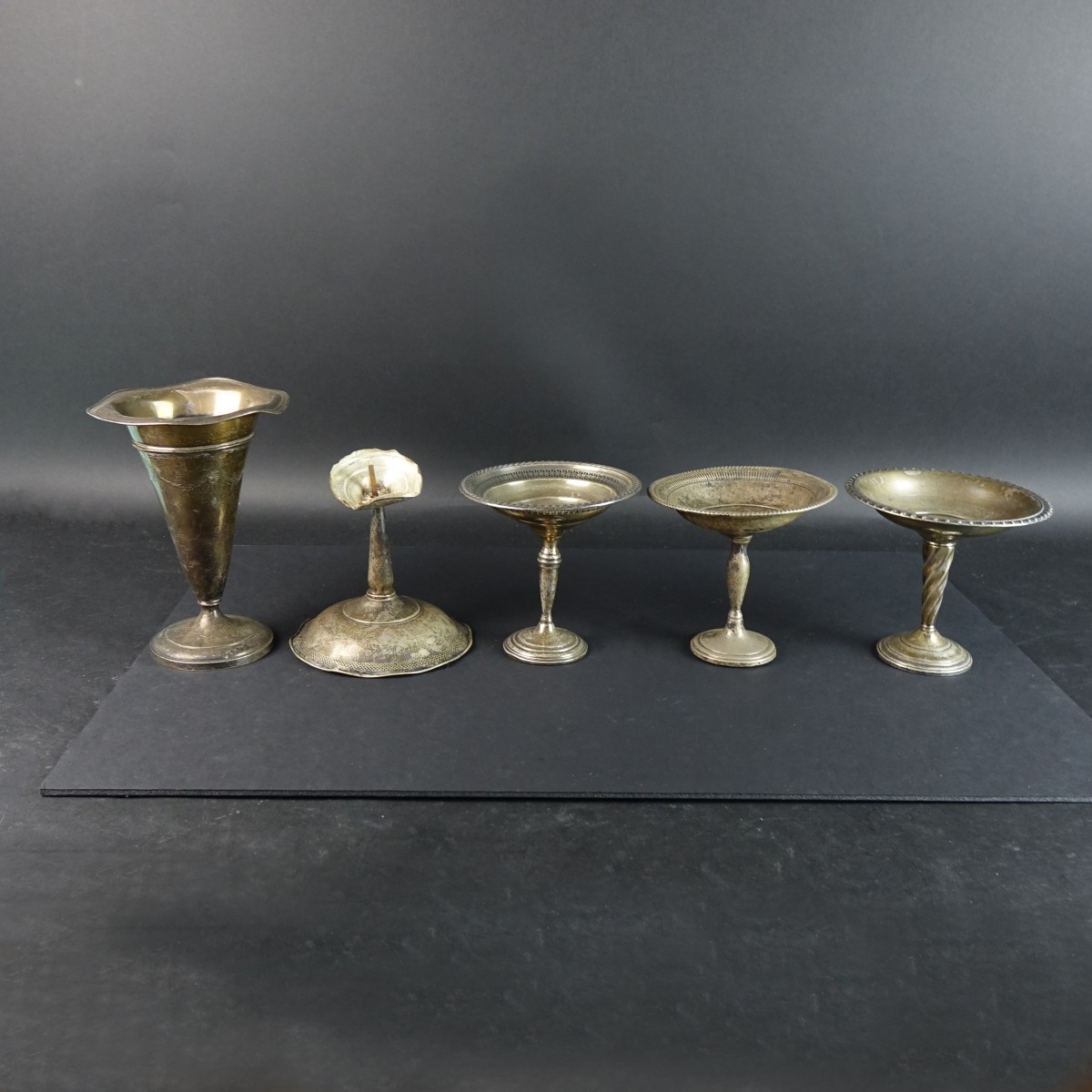 Weighted Sterling Silver Compotes and Vase