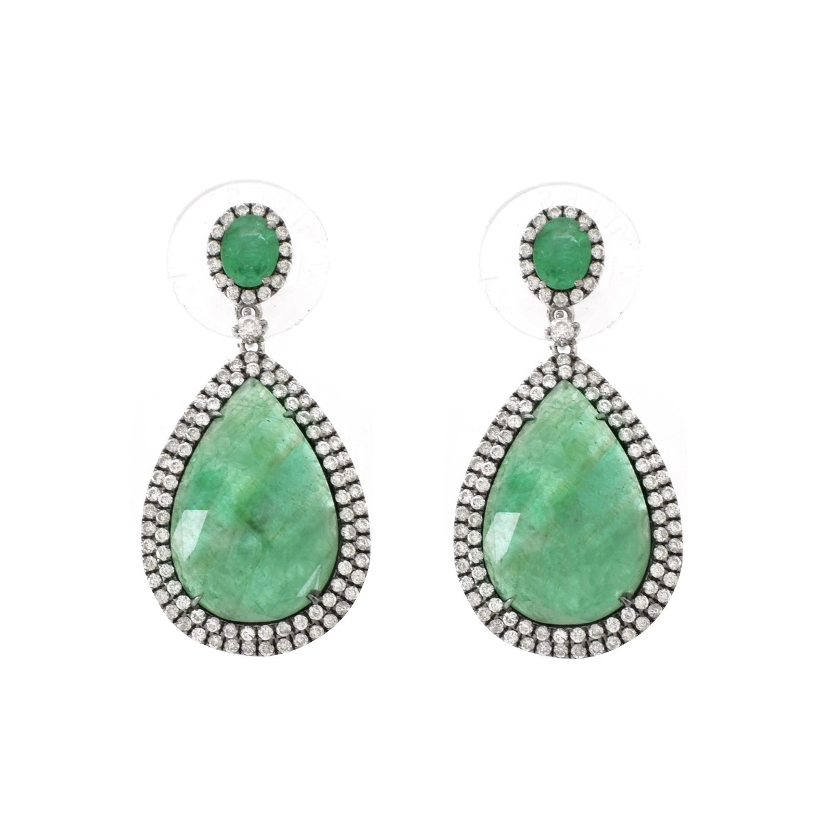 Emerald, Diamond and 18K Earrings