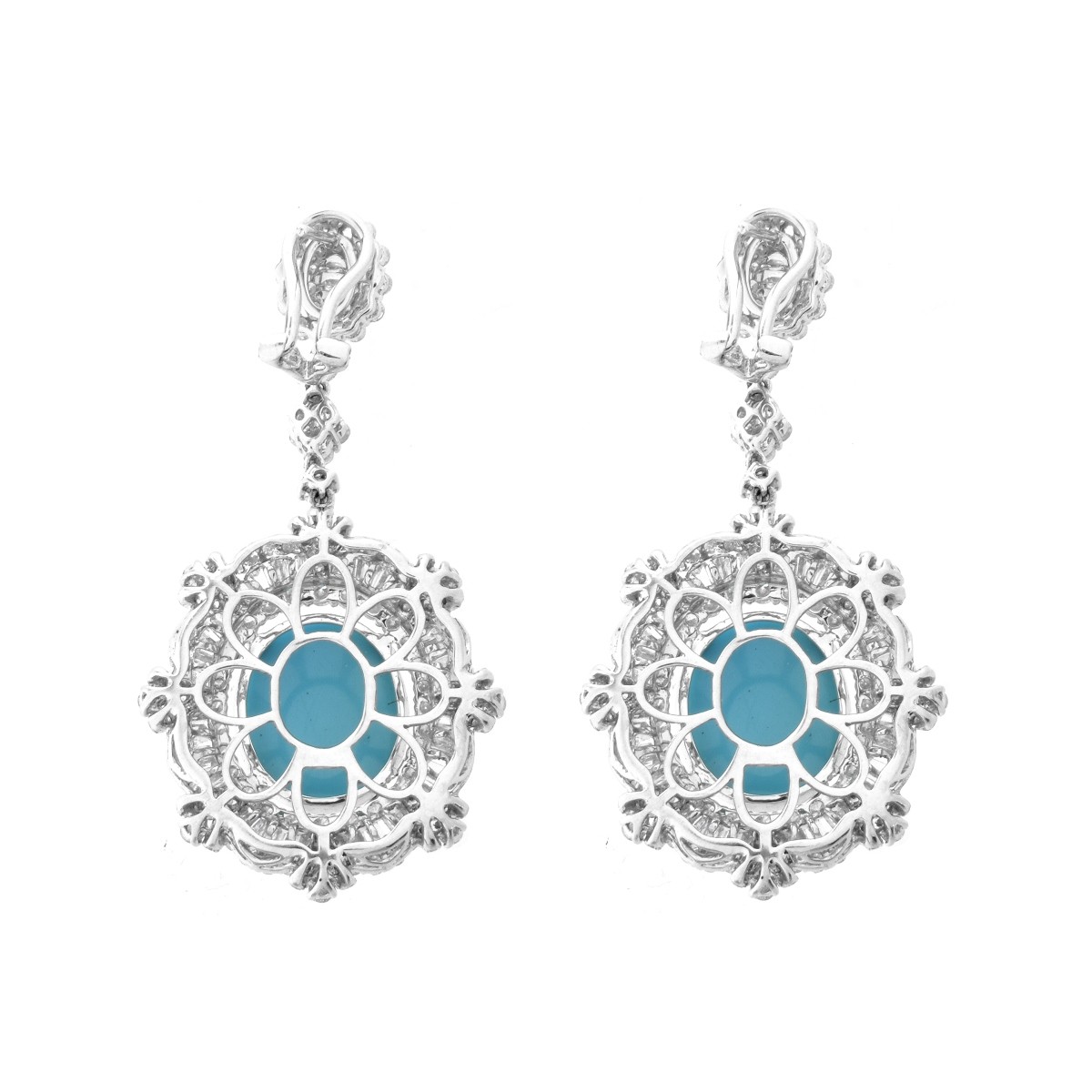 Diamond, Turquoise and 18K Earrings