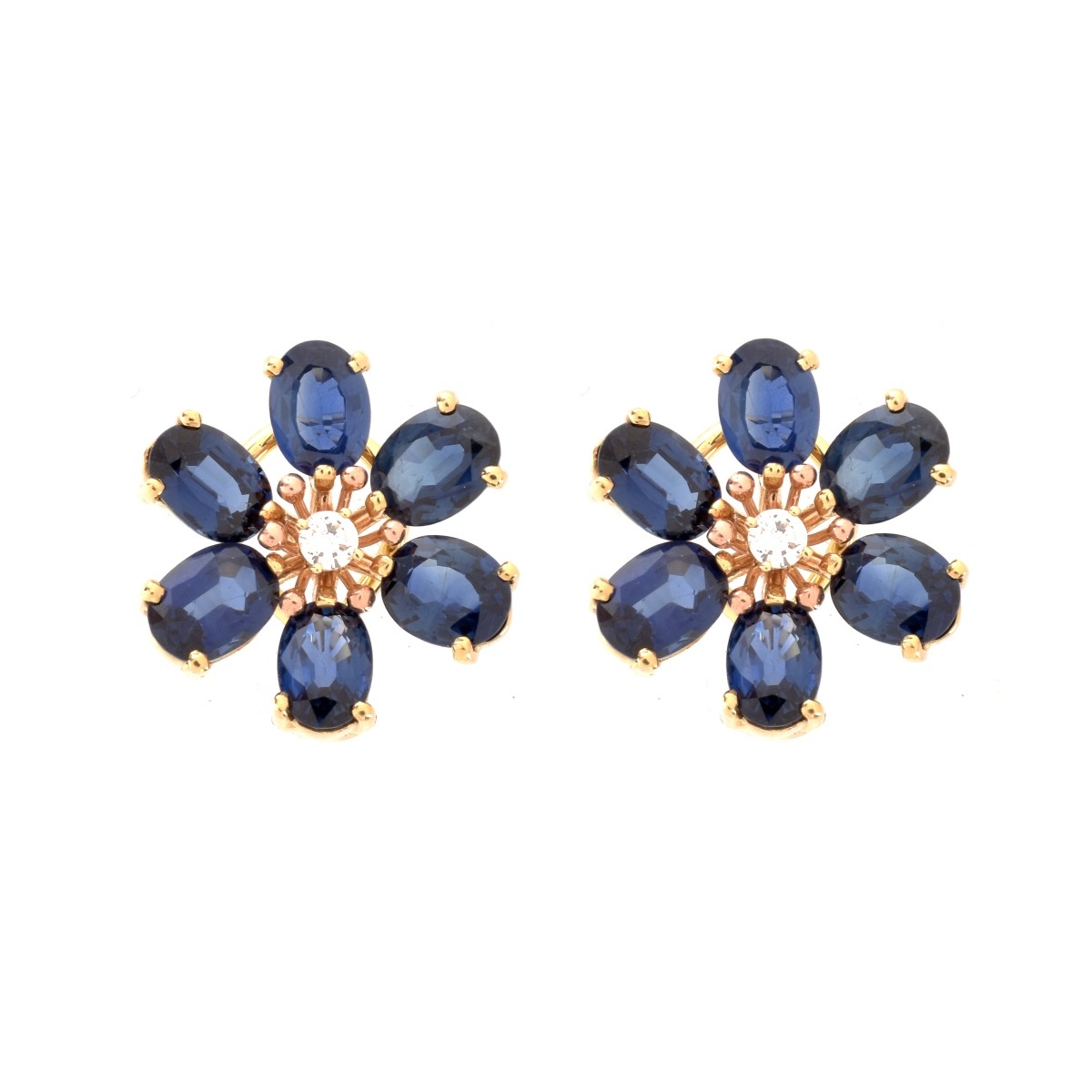 Sapphire, Diamond and 14K Earrings