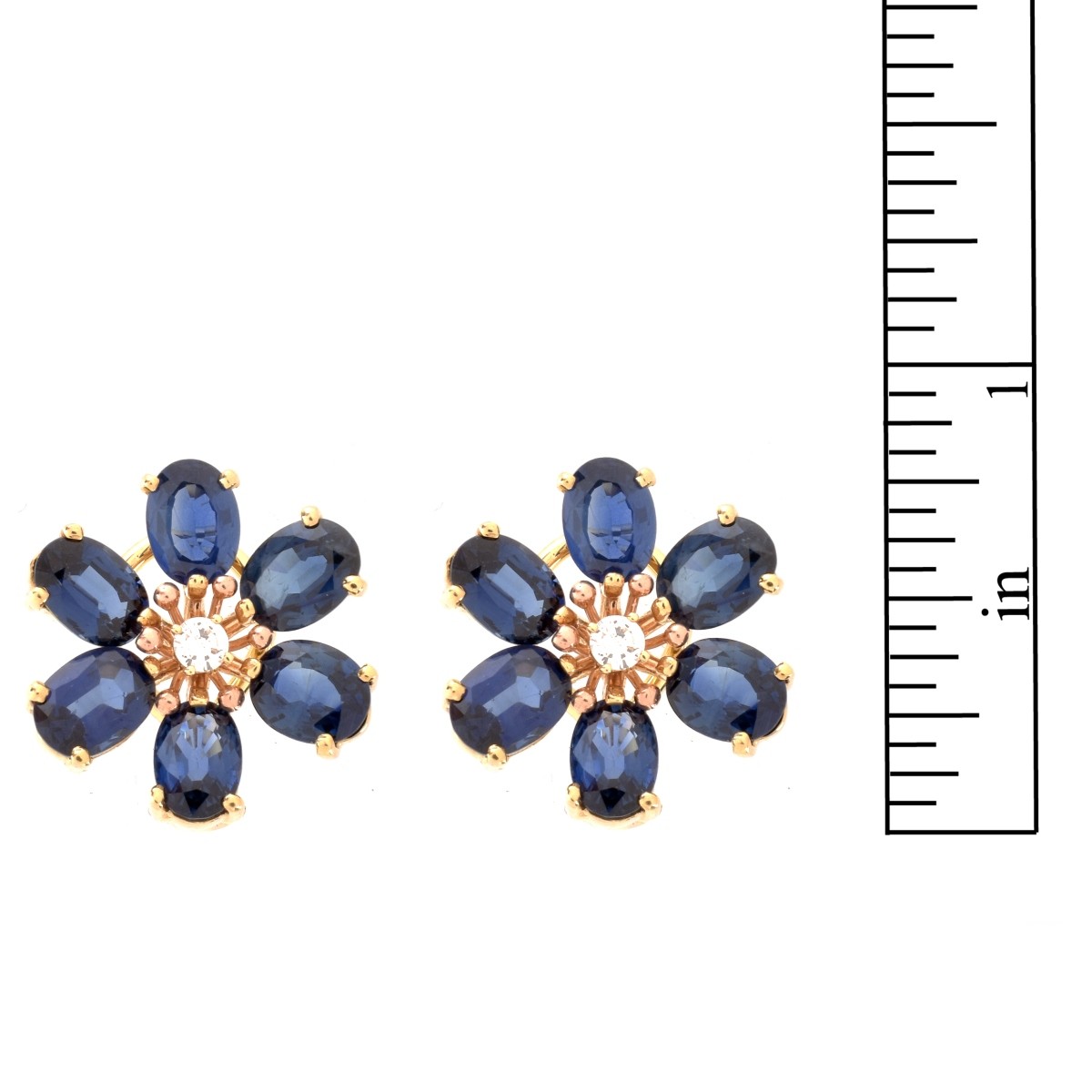 Sapphire, Diamond and 14K Earrings