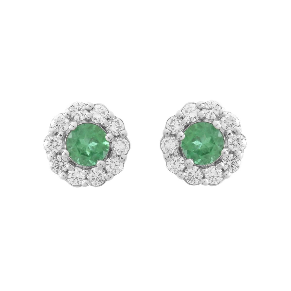 Emerald, Diamond and Platinum Earrings