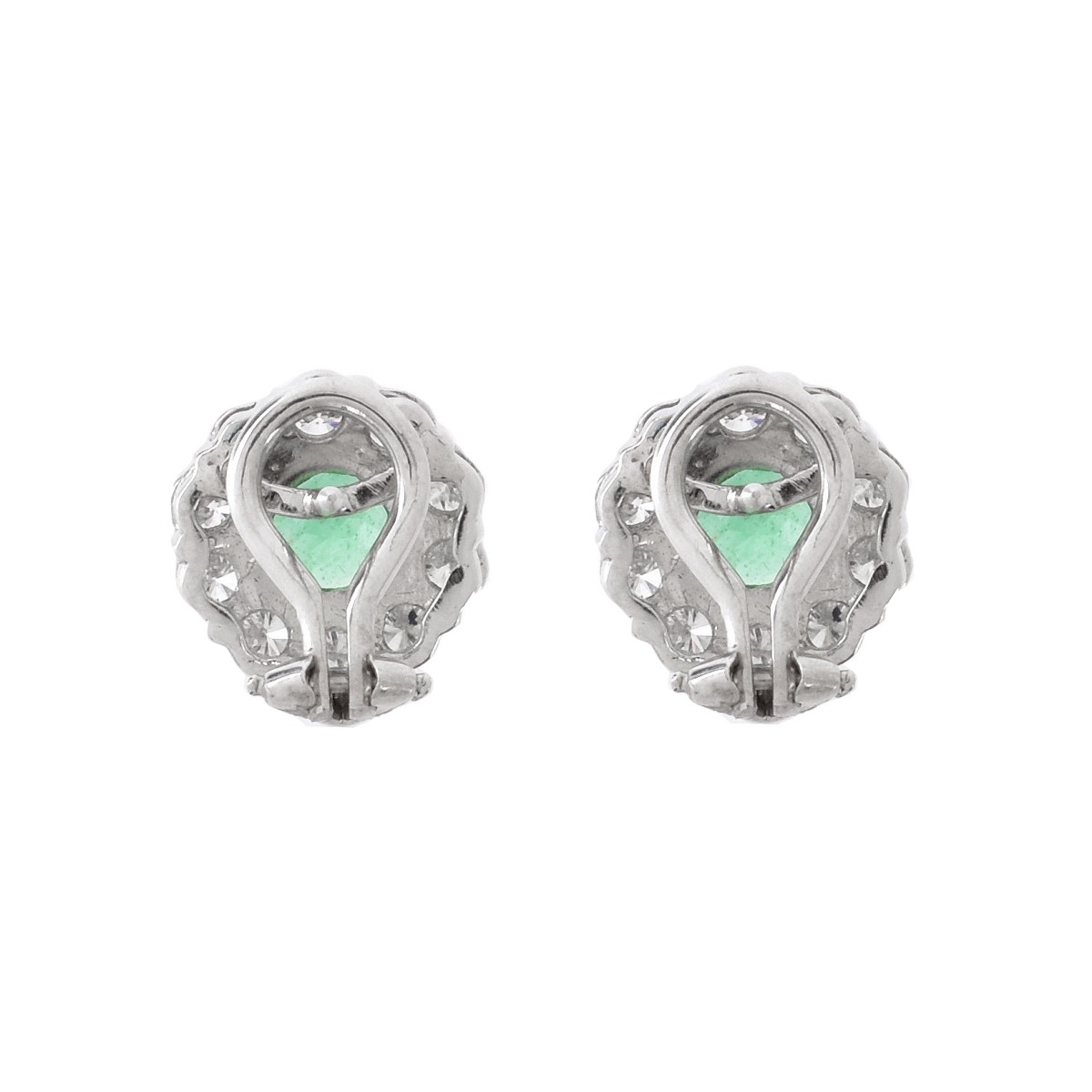 Emerald, Diamond and Platinum Earrings