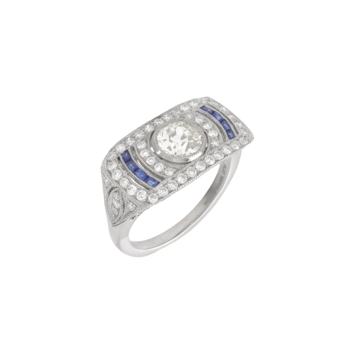 Diamond, Sapphire and Platinum Ring