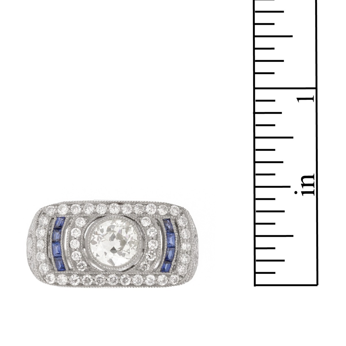 Diamond, Sapphire and Platinum Ring