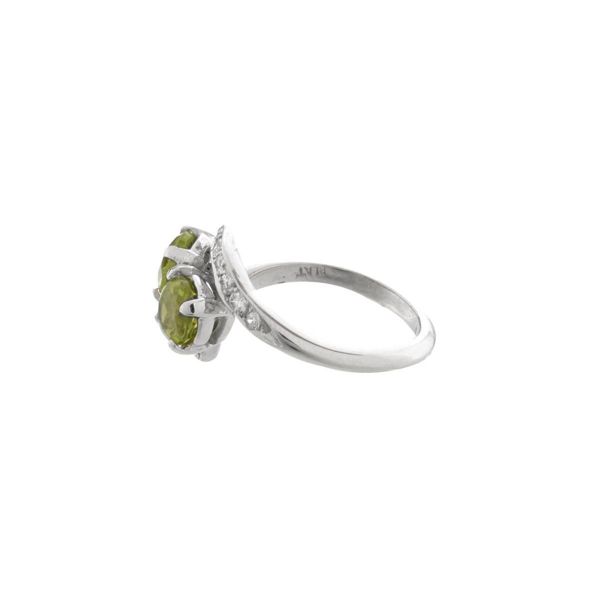 Peridot, Diamond and Platinum Ring