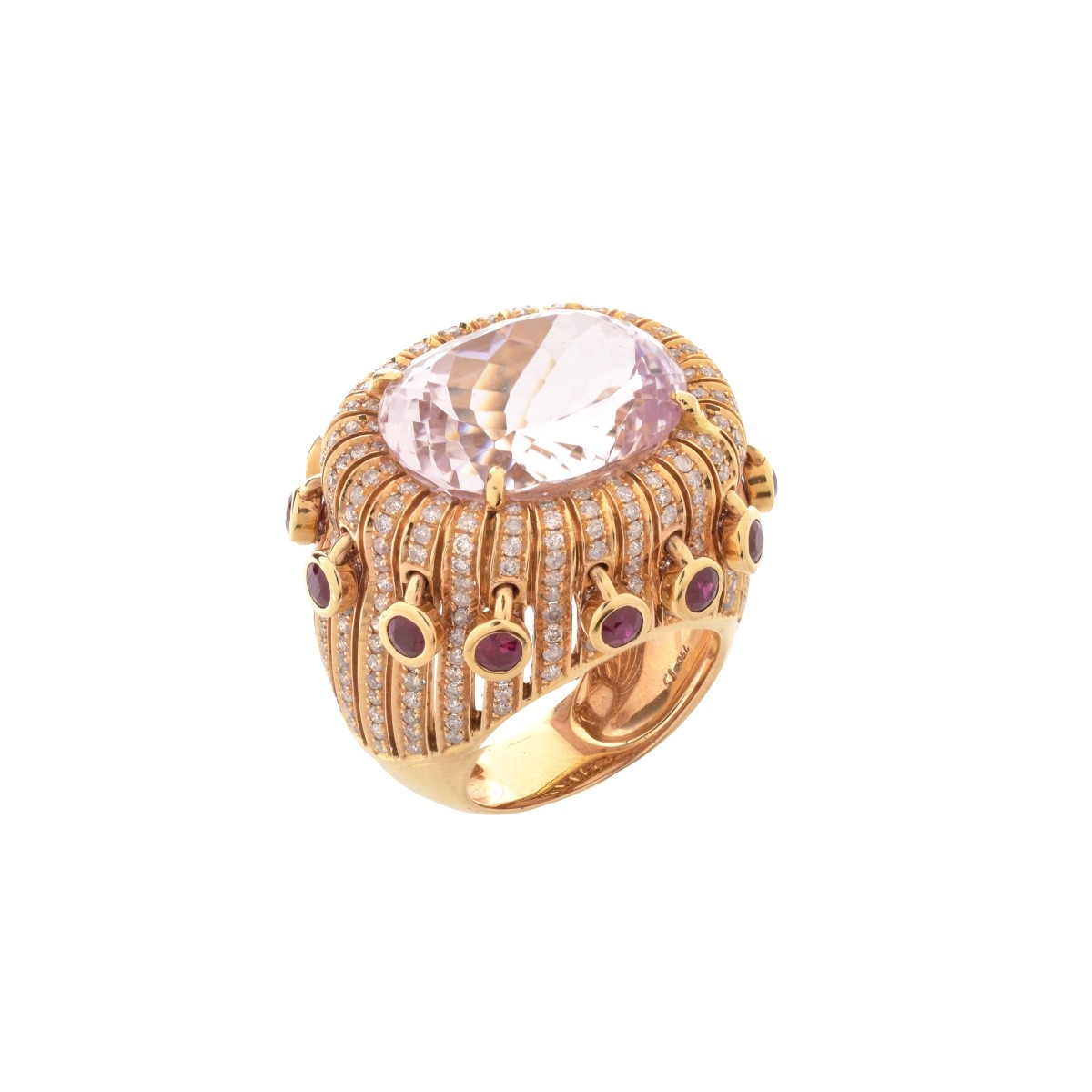 Kunzite, Ruby, Diamond and 18K Ring