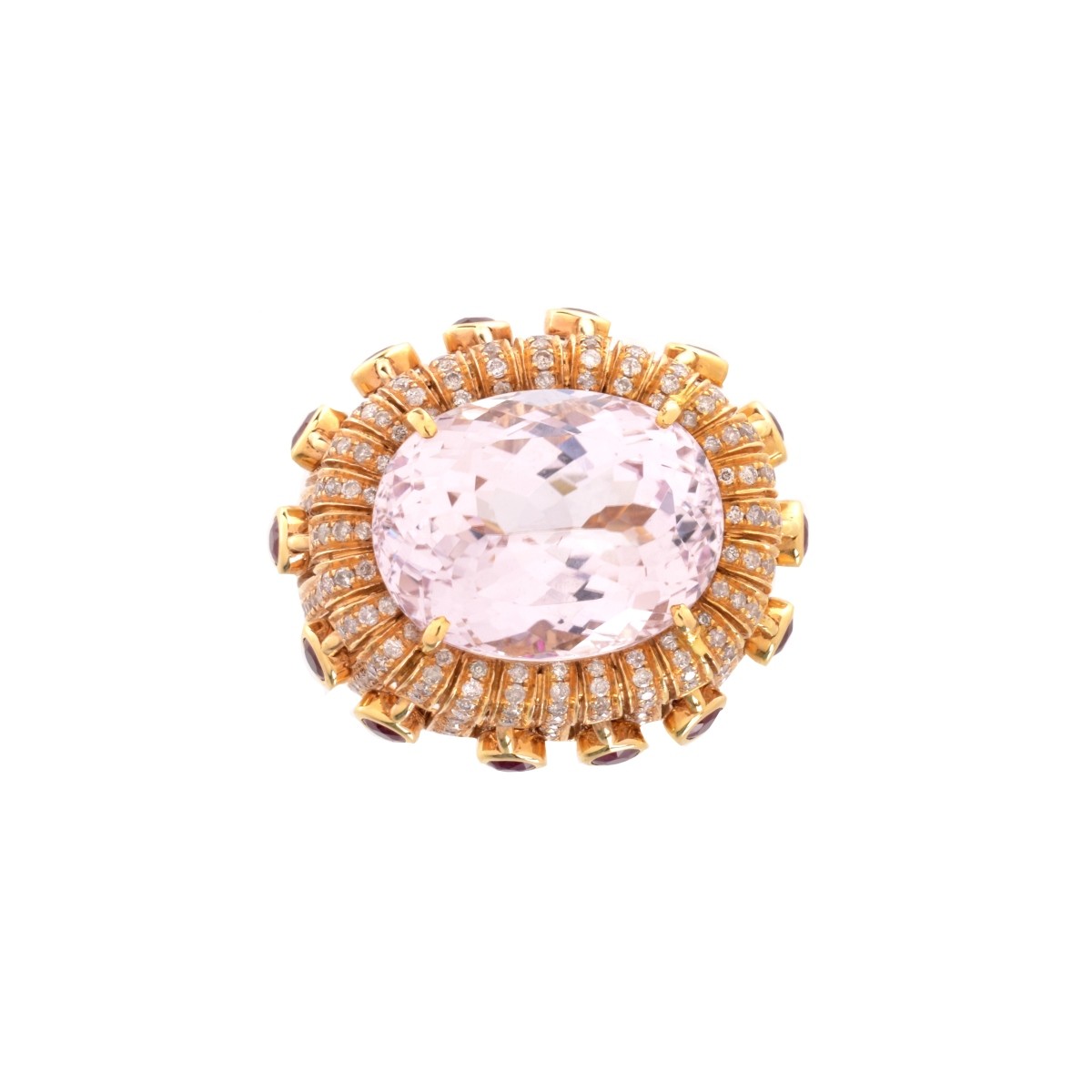 Kunzite, Ruby, Diamond and 18K Ring