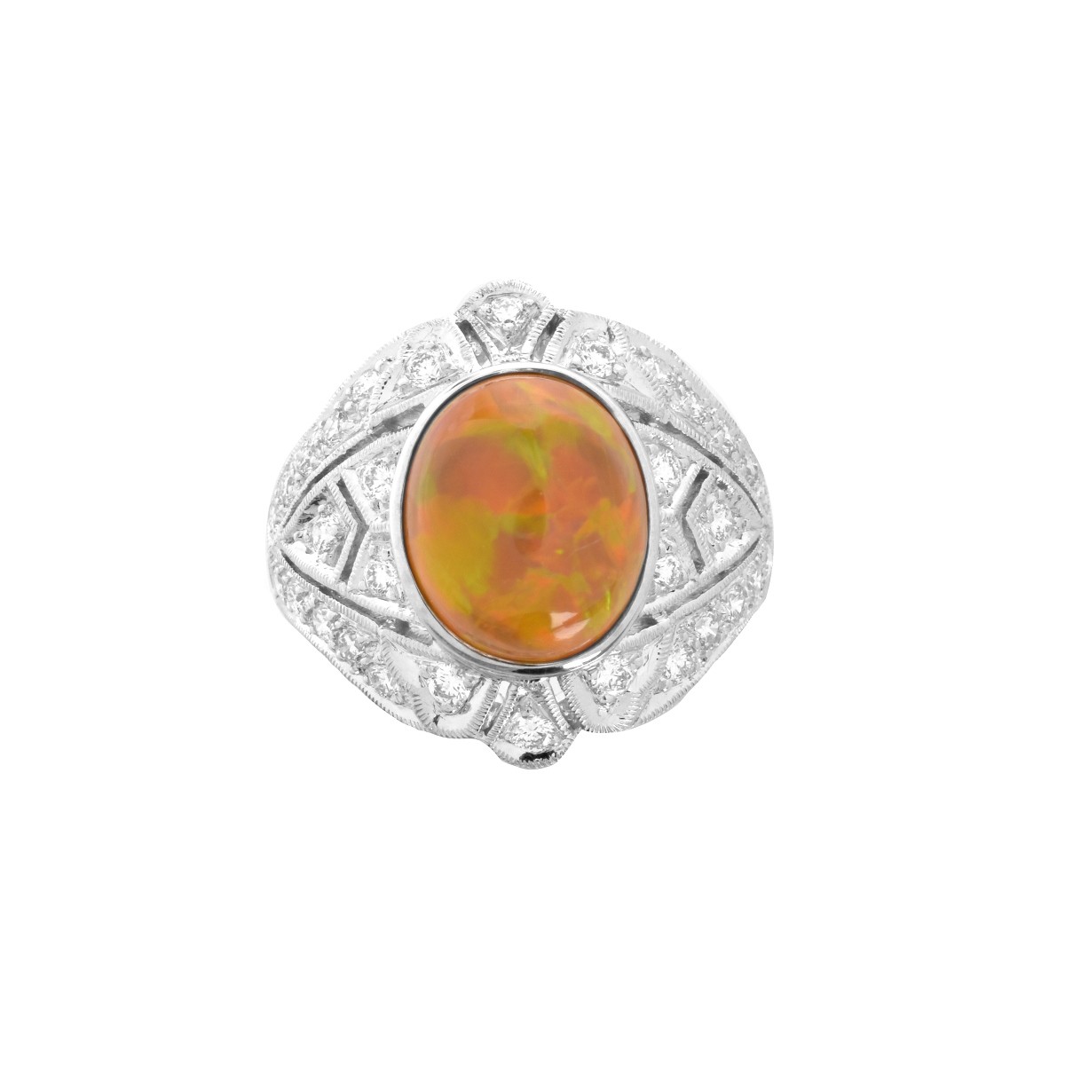 Opal, Diamond and 18K Ring