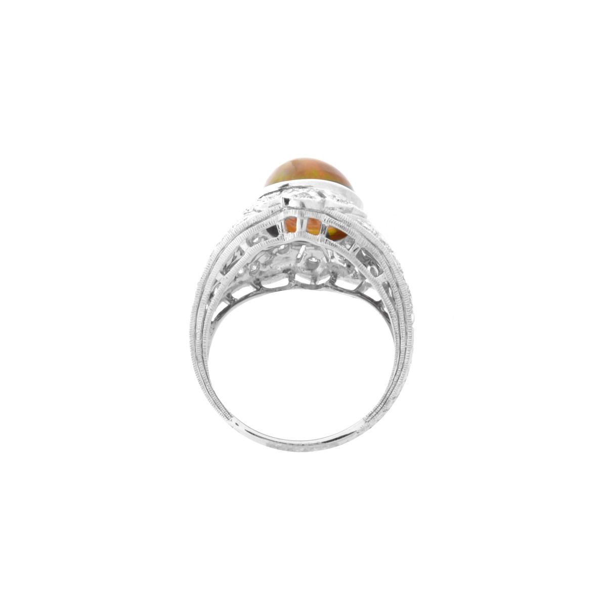 Opal, Diamond and 18K Ring