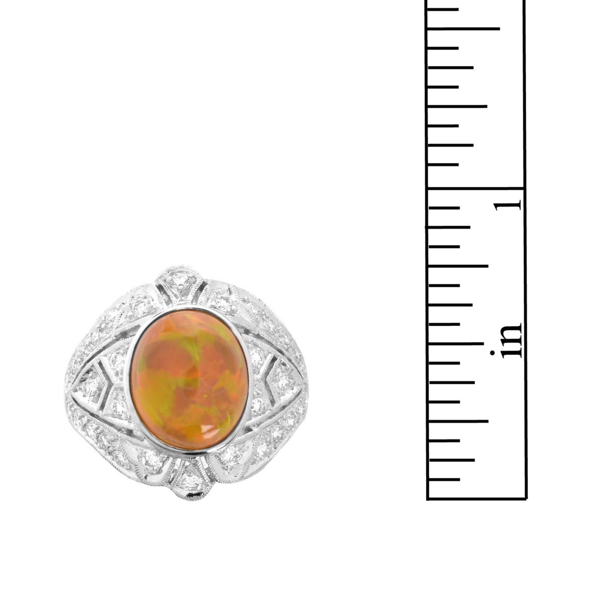 Opal, Diamond and 18K Ring