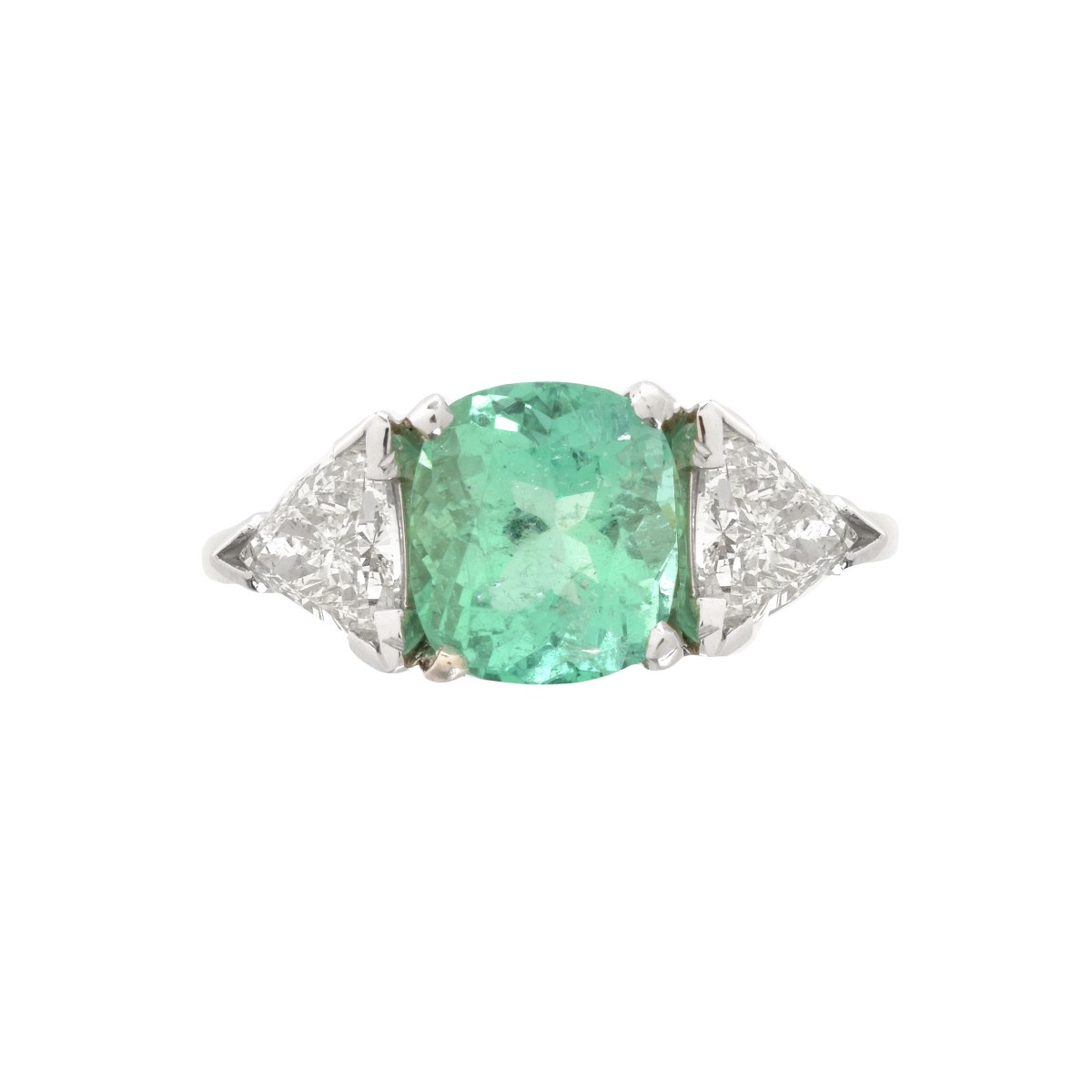 Emerald, Diamond, Platinum and 18K Ring