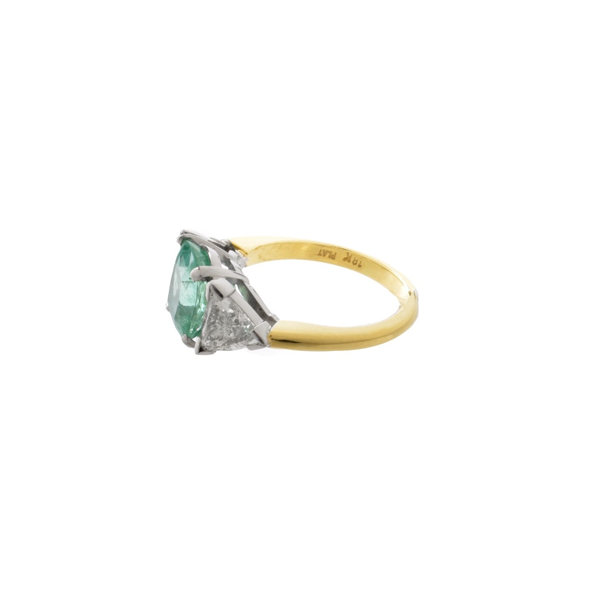 Emerald, Diamond, Platinum and 18K Ring