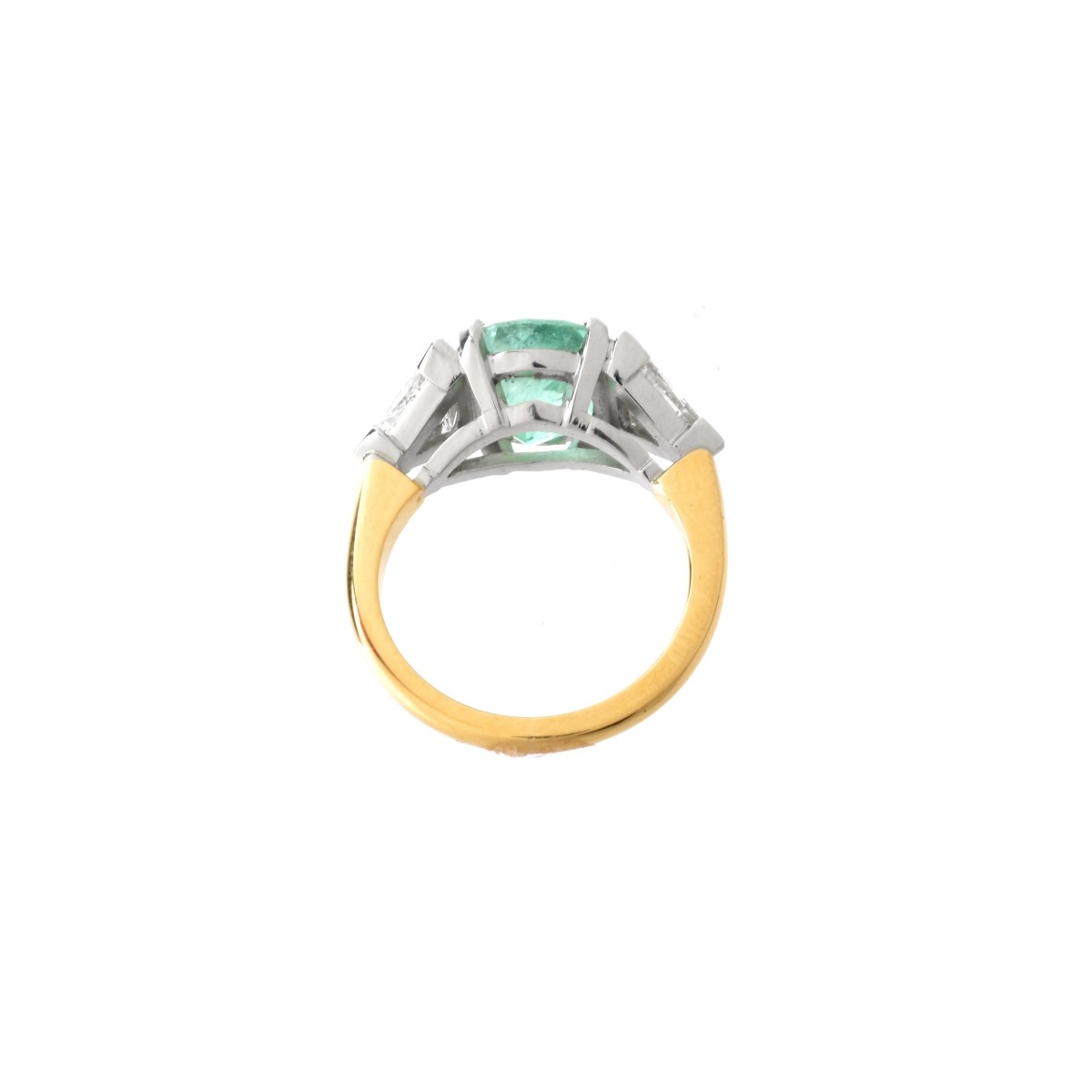 Emerald, Diamond, Platinum and 18K Ring