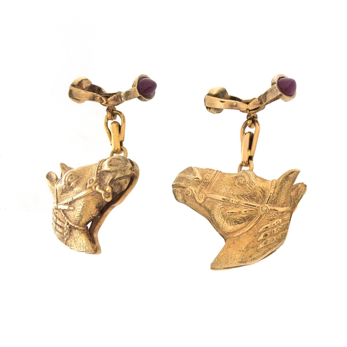 Russian Faberge 14K and Ruby Cufflinks